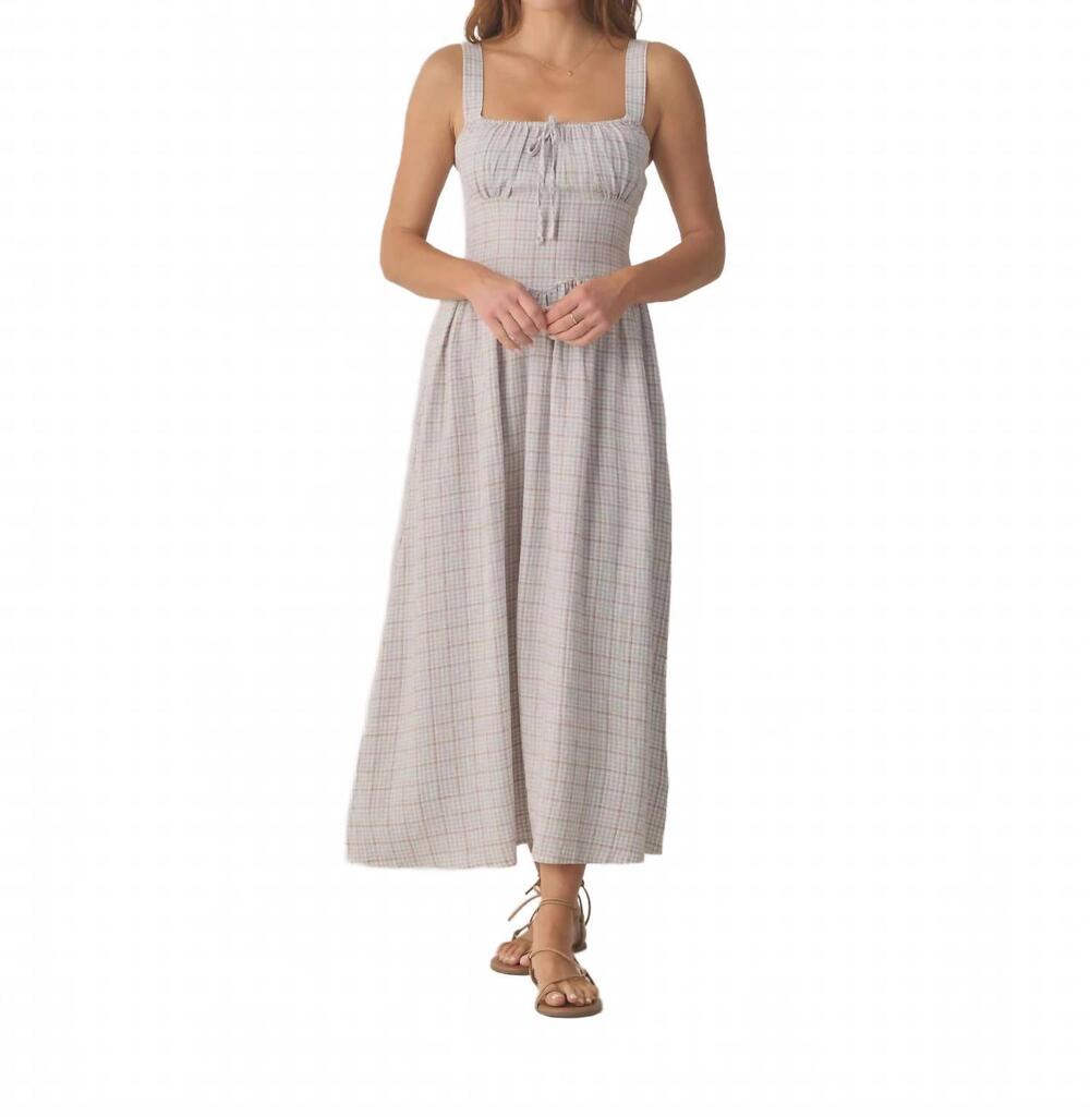 NEW RYLEE + CRU primrose midi dress in light blue plaid